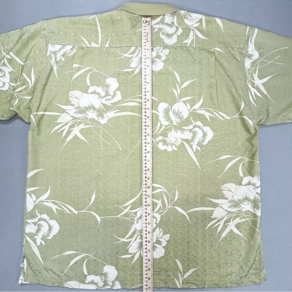 VTG Tommy Bahama Shirt Men's XL Green Preppy Casual Golf Hawaiian Button Up Silk - Picture 7 of 11